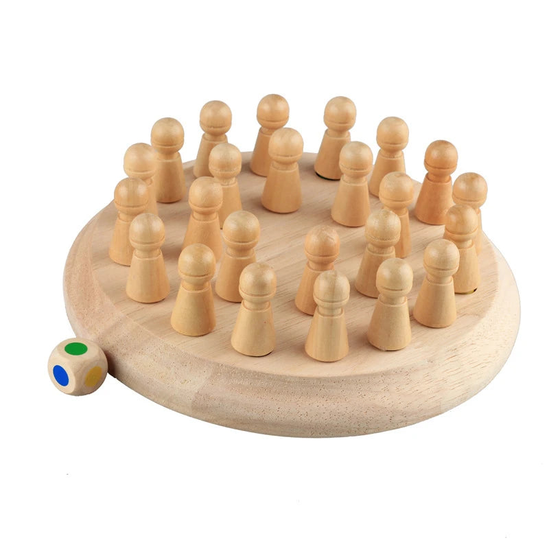 Jeu de mémoire en bois, partie en cours
