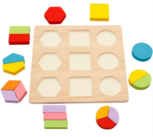 Tangram 3D en bois, pièces