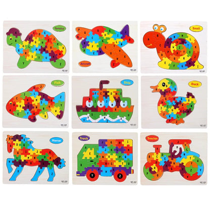 Puzzle alphabet en bois, détail