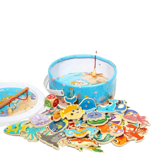 Jeu de pêche magnétique en bois