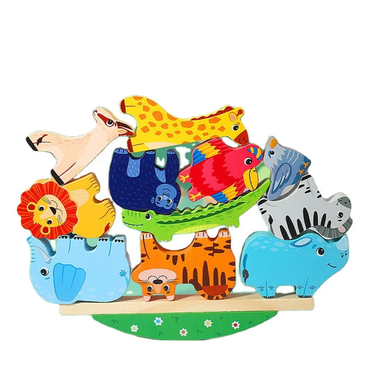 Jeu d'équilibre animaux en bois