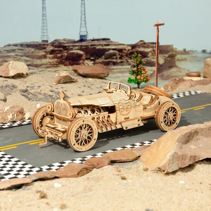 Puzzle mécanique 3D en bois, voiture assemblée