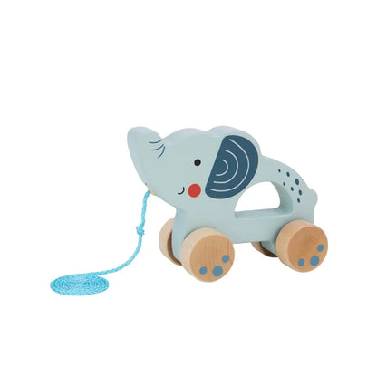 Éléphant à tirer en bois