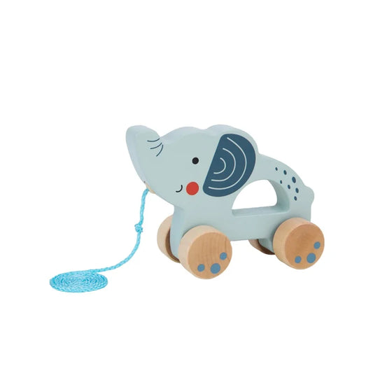 Éléphant à tirer en bois